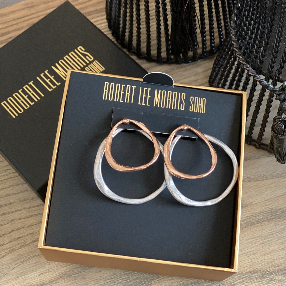 NWT ROBERT LEE MORRIS Gold & Silver Tone Earrings